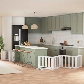    fehér nyárfa 12 paneles összecsukható kutyakapu ajtóval 960 cm