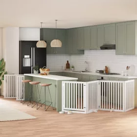    fehér nyárfa 12 paneles összecsukható kutyakapu ajtóval 960 cm