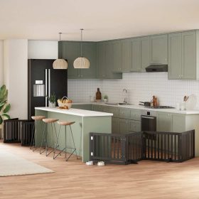    fekete nyárfa 10 paneles összecsukható kutyakapu ajtóval 800 cm