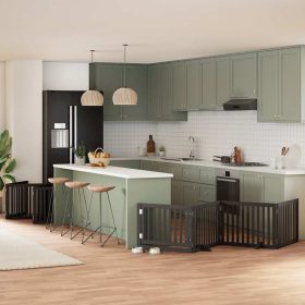    fekete nyárfa 12 paneles összecsukható kutyakapu ajtóval 960 cm