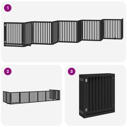  fekete nyárfa 10 paneles összecsukható kutyakapu ajtóval 800 cm