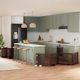    barna nyárfa 10 paneles összecsukható kutyakapu ajtóval 800 cm