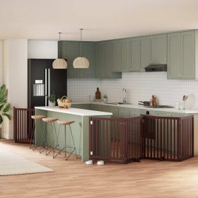    barna nyárfa 8 paneles összecsukható kutyakapu ajtóval 640 cm