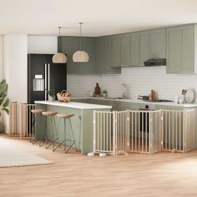    nyárfa 12 paneles összecsukható kutyakapu ajtóval 600 cm