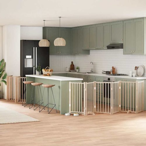  nyárfa 15 paneles összecsukható kutyakapu ajtóval 750 cm