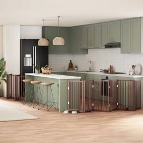    barna nyárfa 12 paneles összecsukható kutyakapu ajtóval 600 cm