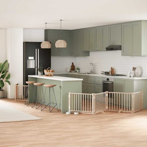  nyárfa 6 paneles összecsukható kutyakapu ajtóval 480 cm