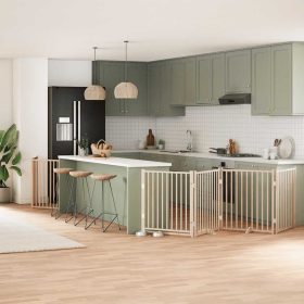    nyárfa 10 paneles összecsukható kutyakapu ajtóval 800 cm