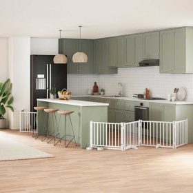    fehér nyárfa 8 paneles összecsukható kutyakapu ajtóval 640 cm