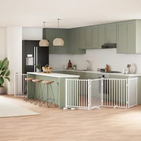    fehér nyárfa 8 paneles összecsukható kutyakapu ajtóval 640 cm