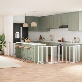    fehér nyárfa 12 paneles összecsukható kutyakapu ajtóval 960 cm