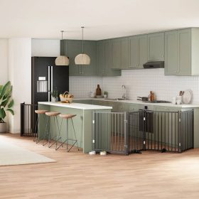    fekete nyárfa 6 paneles összecsukható kutyakapu ajtóval 480 cm