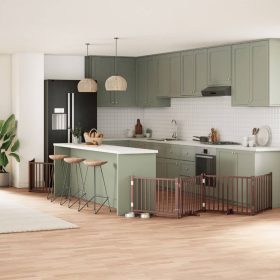    barna nyárfa 8 paneles összecsukható kutyakapu ajtóval 640 cm