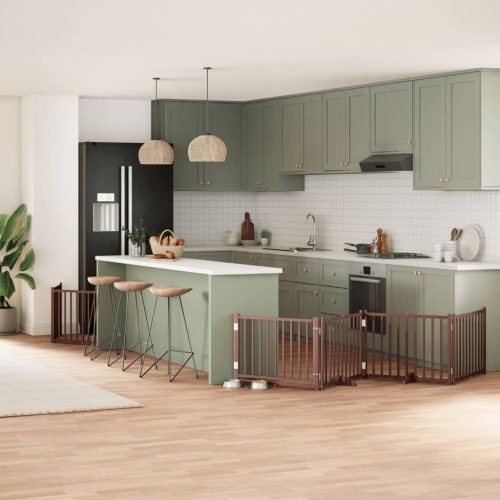  barna nyárfa 8 paneles összecsukható kutyakapu ajtóval 640 cm