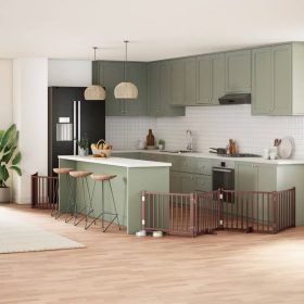    barna nyárfa 12 paneles összecsukható kutyakapu ajtóval 960 cm