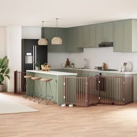    barna nyárfa 10 paneles összecsukható kutyakapu ajtóval 800 cm