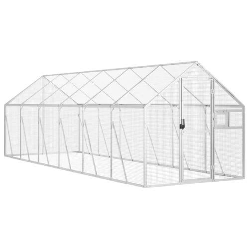  ezüstszínű alumínium madárház 1,79 x 6 x 1,85 m