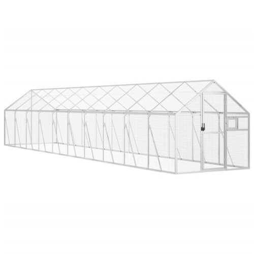  ezüstszínű alumínium madárház 1,79 x 10 x 1,85 m