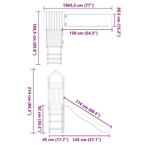  tömör fenyőfa kültéri játszószett