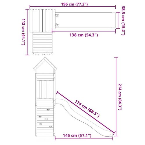  impregnált fenyőfa kültéri játszószett