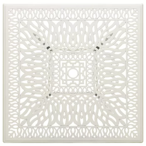  fehér öntött alumínium kerti asztal 90 x 90 x 73 cm