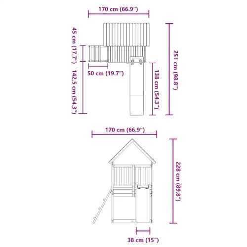  tömör fenyőfa kültéri játszószett