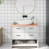  világosbarna kezelt tömör fa fürdőszobai pult 100x60x(2-4) cm