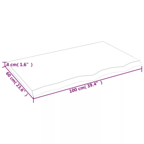  világosbarna kezelt tömör fa fürdőszobai pult 100x60x(2-4) cm