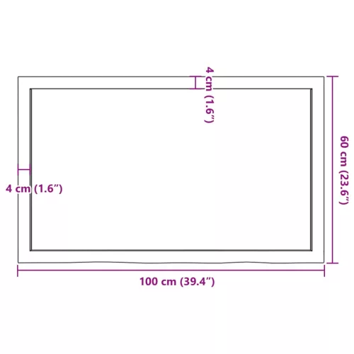 világosbarna kezelt tömör fa fürdőszobai pult 100x60x(2-4) cm