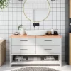  világosbarna kezelt tömör fa fürdőszobai pult 140x50x(2-4) cm