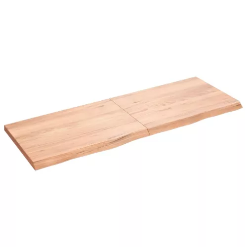  világosbarna kezelt tömör fa fürdőszobai pult 140x50x(2-4) cm