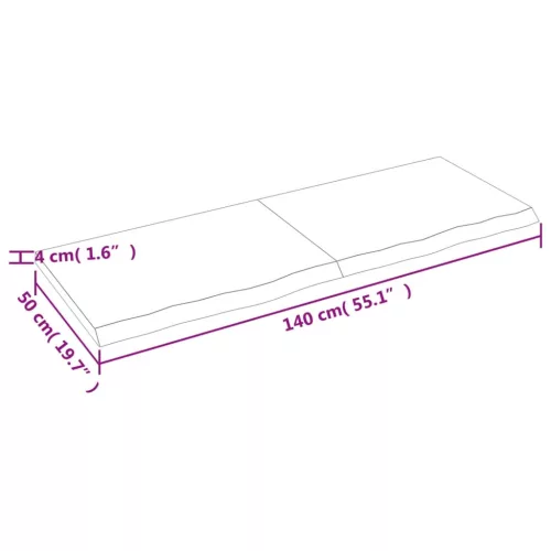  világosbarna kezelt tömör fa fürdőszobai pult 140x50x(2-4) cm