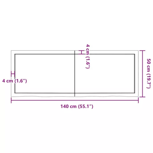  világosbarna kezelt tömör fa fürdőszobai pult 140x50x(2-4) cm