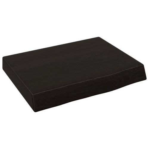  sötétbarna kezelt tömör fa fürdőszobai pult 40x30x(2-6) cm