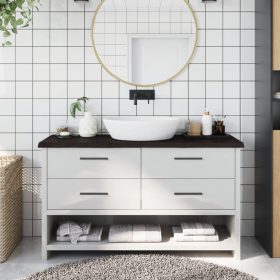    sötétbarna kezelt tömör fa fürdőszobai pult 120x40x(2-4) cm