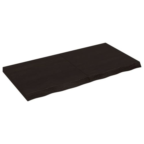  sötétbarna kezelt tömör fa fürdőszobai pult 120x60x(2-6) cm