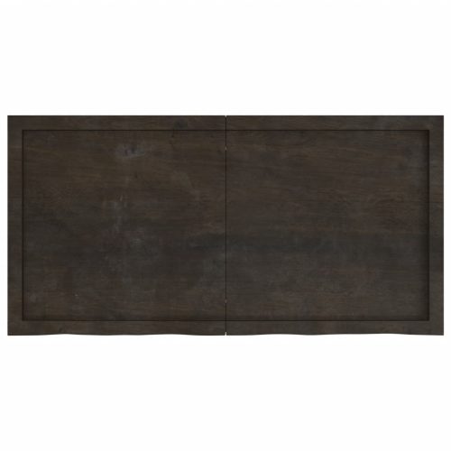 sötétbarna kezelt tömör fa fürdőszobai pult 120x60x(2-6) cm