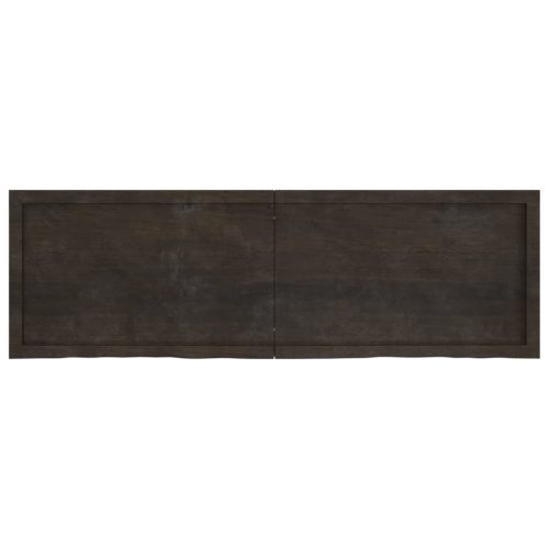  sötétbarna kezelt tömör fa fürdőszobai pult 160x50x(2-6) cm
