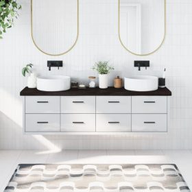    sötétbarna kezelt tömör fa fürdőszobai pult 180x40x(2-6) cm