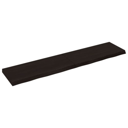  sötétbarna kezelt tömör fa fürdőszobai pult 180x40x(2-6) cm