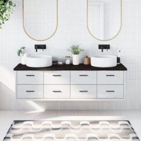    sötétbarna kezelt tömör fa fürdőszobai pult 180x50x(2-4) cm