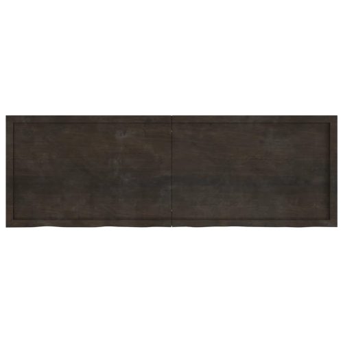  sötétbarna kezelt tömör fa fürdőszobai pult 180x60x(2-4) cm