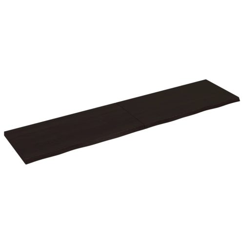  sötétbarna kezelt tömör fa fürdőszobai pult 200x50x(2-4) cm