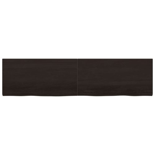  sötétbarna kezelt tömör fa fürdőszobai pult 200x50x(2-4) cm