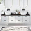  sötétbarna kezelt tömör fa fürdőszobai pult 200x60x(2-4) cm