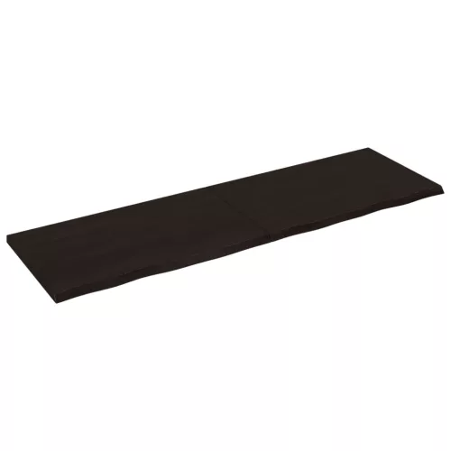  sötétbarna kezelt tömör fa fürdőszobai pult 200x60x(2-4) cm