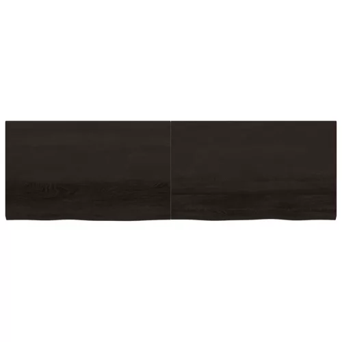  sötétbarna kezelt tömör fa fürdőszobai pult 200x60x(2-4) cm