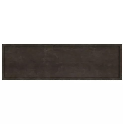  sötétbarna kezelt tömör fa fürdőszobai pult 200x60x(2-4) cm