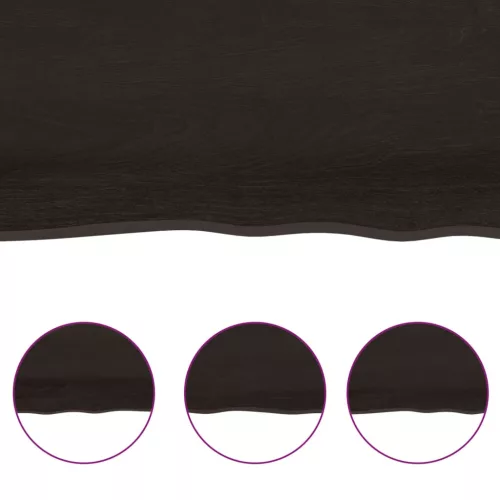  sötétbarna kezelt tömör fa fürdőszobai pult 200x60x(2-4) cm