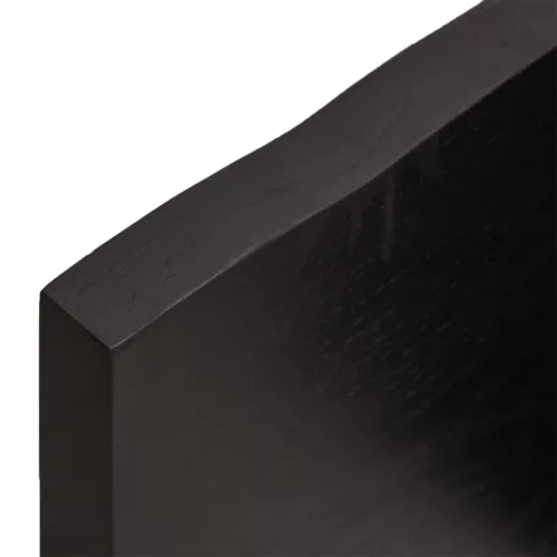  sötétbarna kezelt tömör fa fürdőszobai pult 200x60x(2-4) cm
